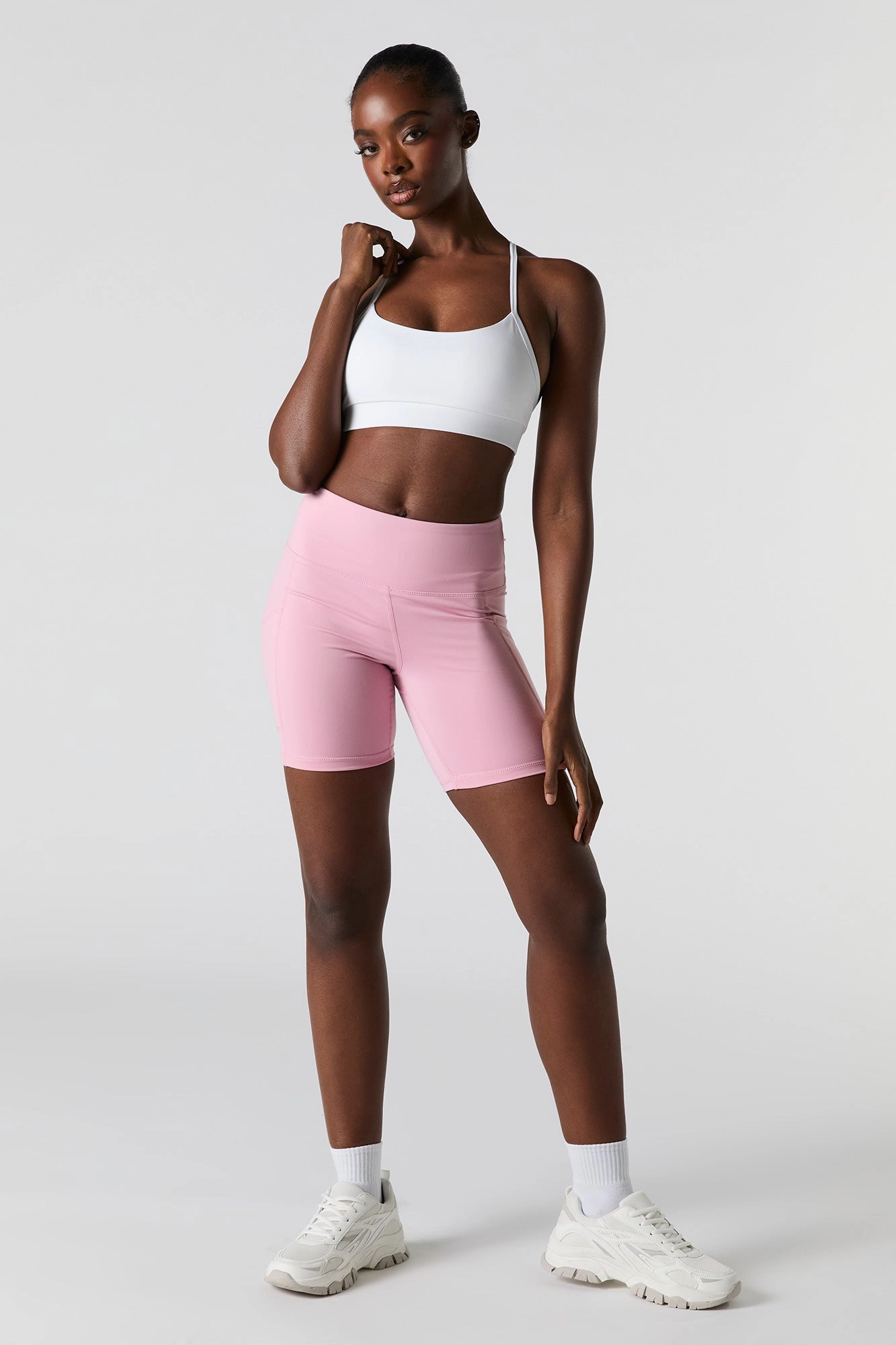 Solid Sports Bra with Built-In Bra Cups