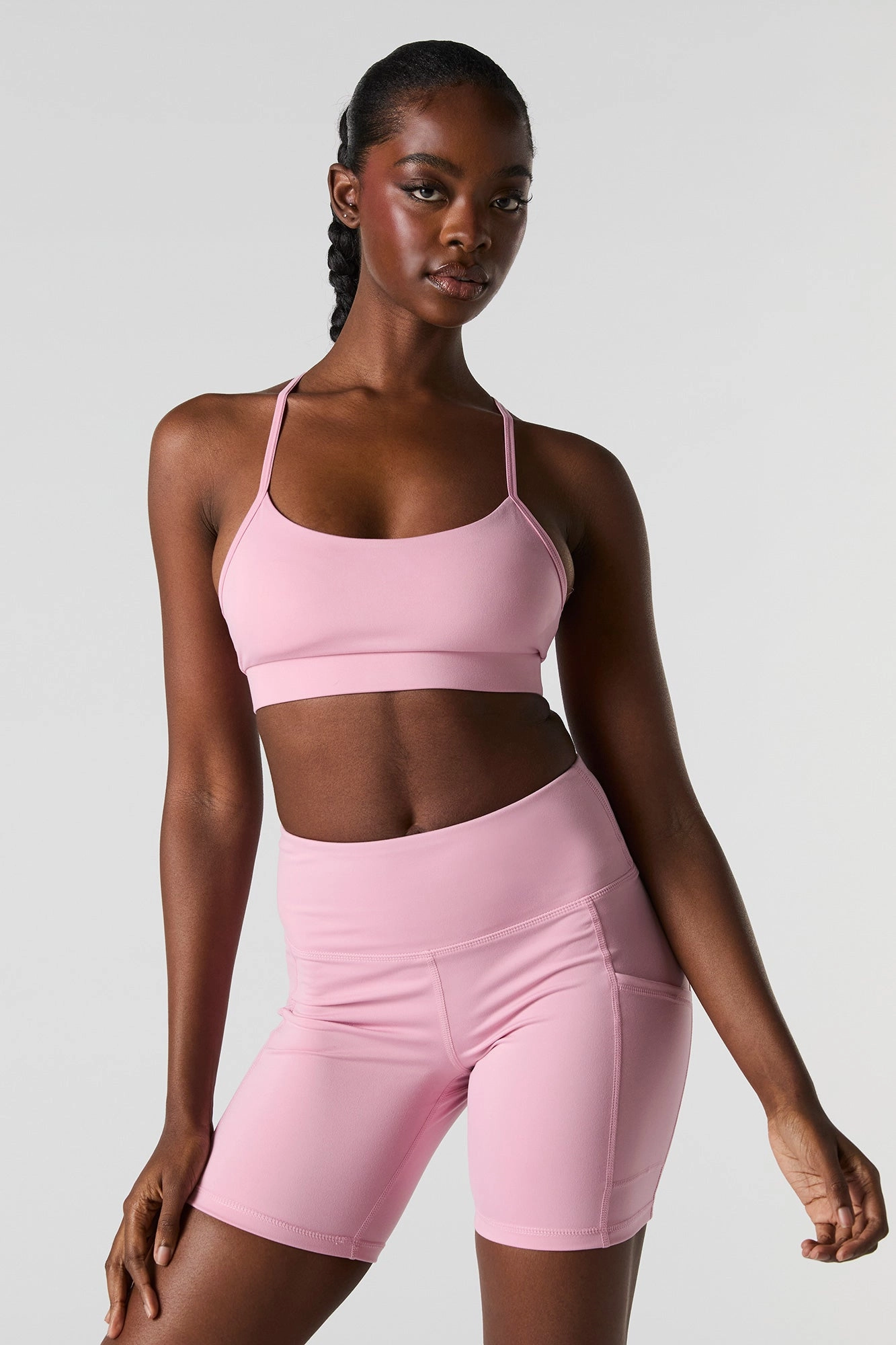 Solid Sports Bra with Built-In Bra Cups