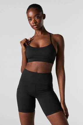 Solid Sports Bra with Built-In Bra Cups