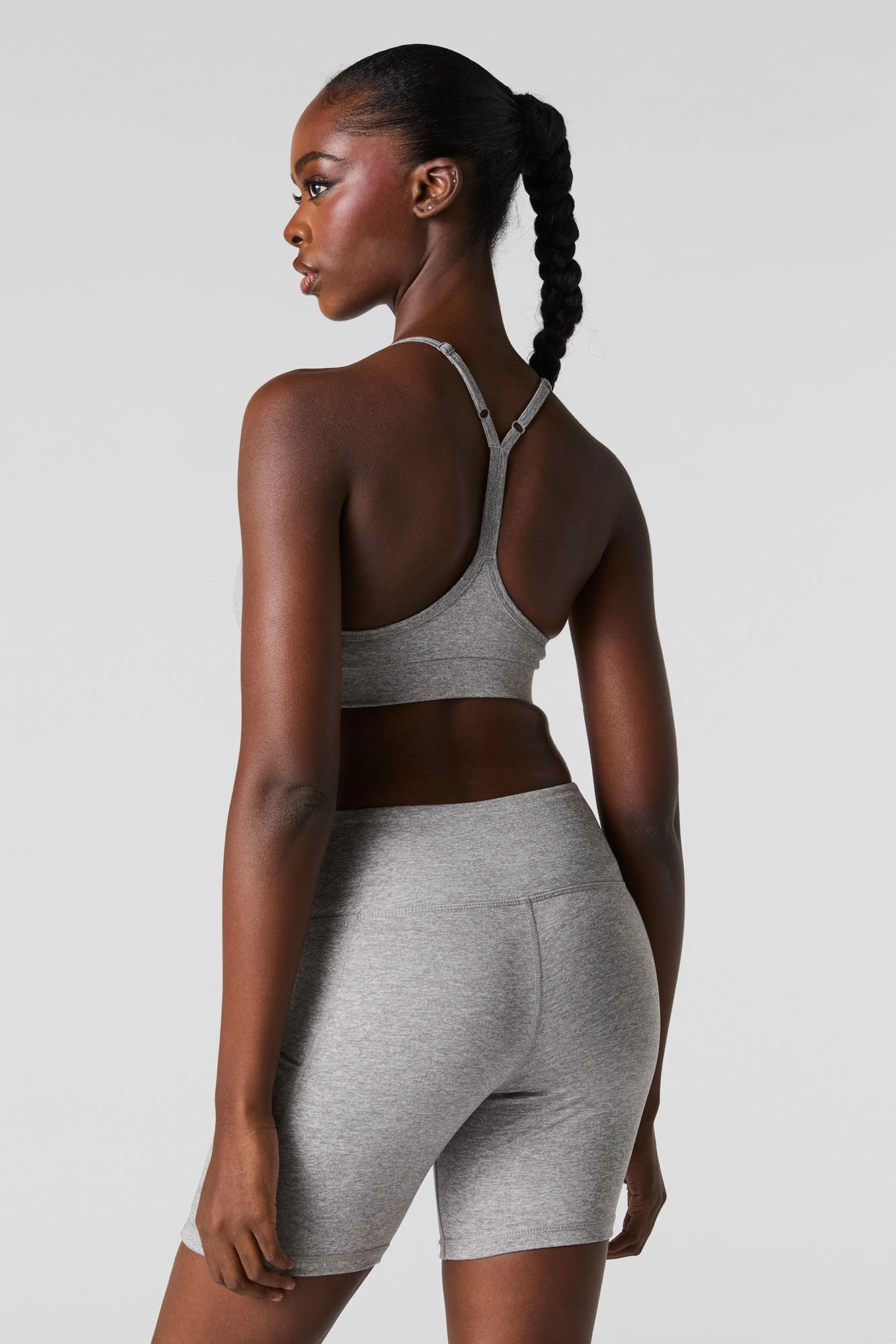 Solid Sports Bra with Built-In Bra Cups