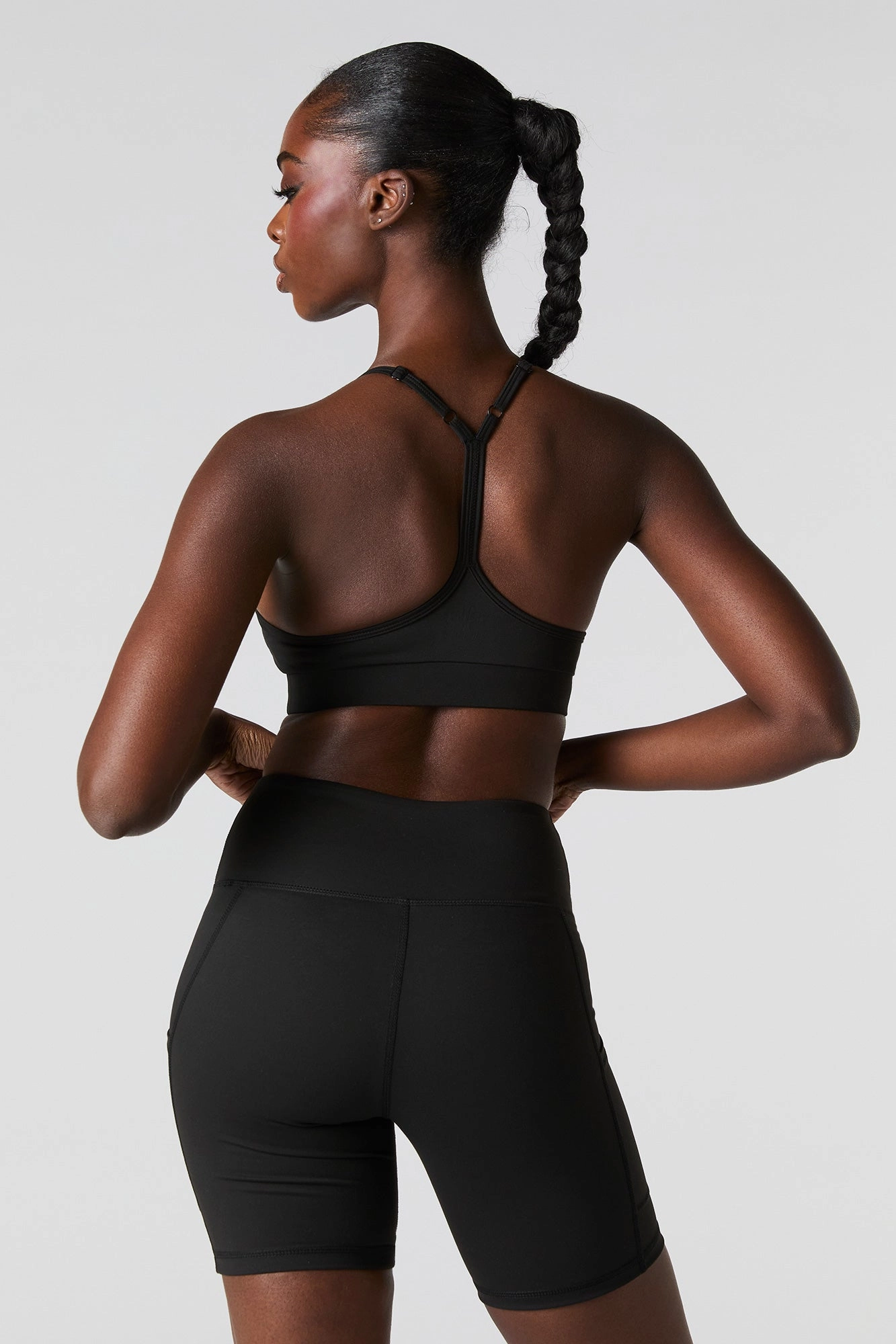 Solid Sports Bra with Built-In Bra Cups