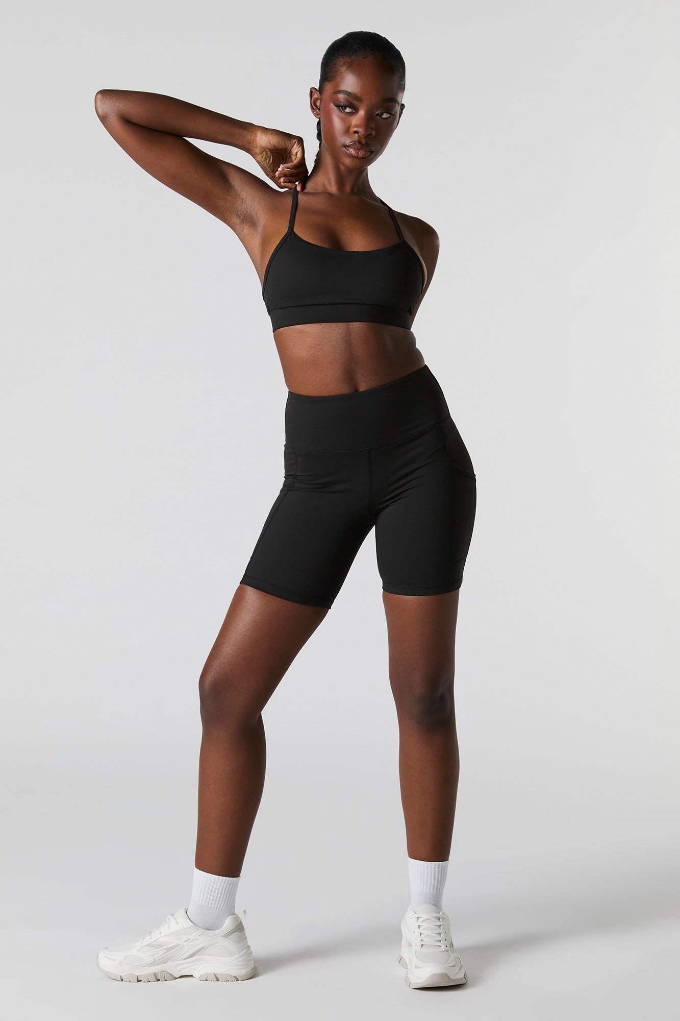 Solid Sports Bra with Built-In Bra Cups