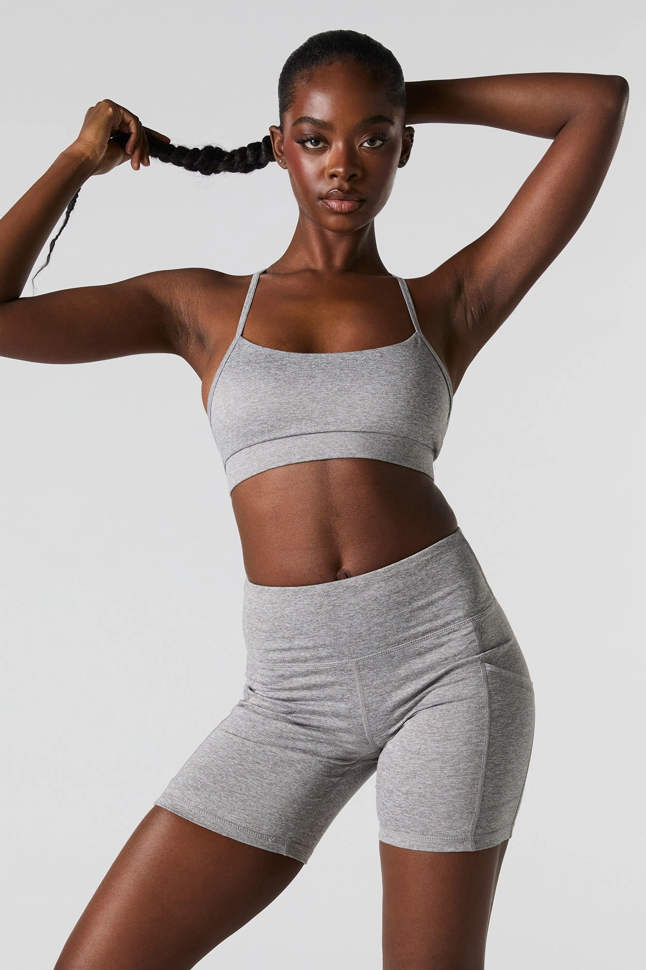 Solid Sports Bra with Built-In Bra Cups