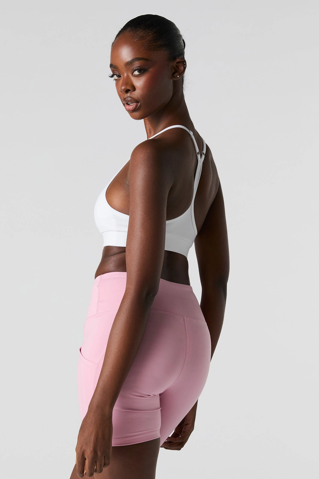 Solid Sports Bra with Built-In Bra Cups