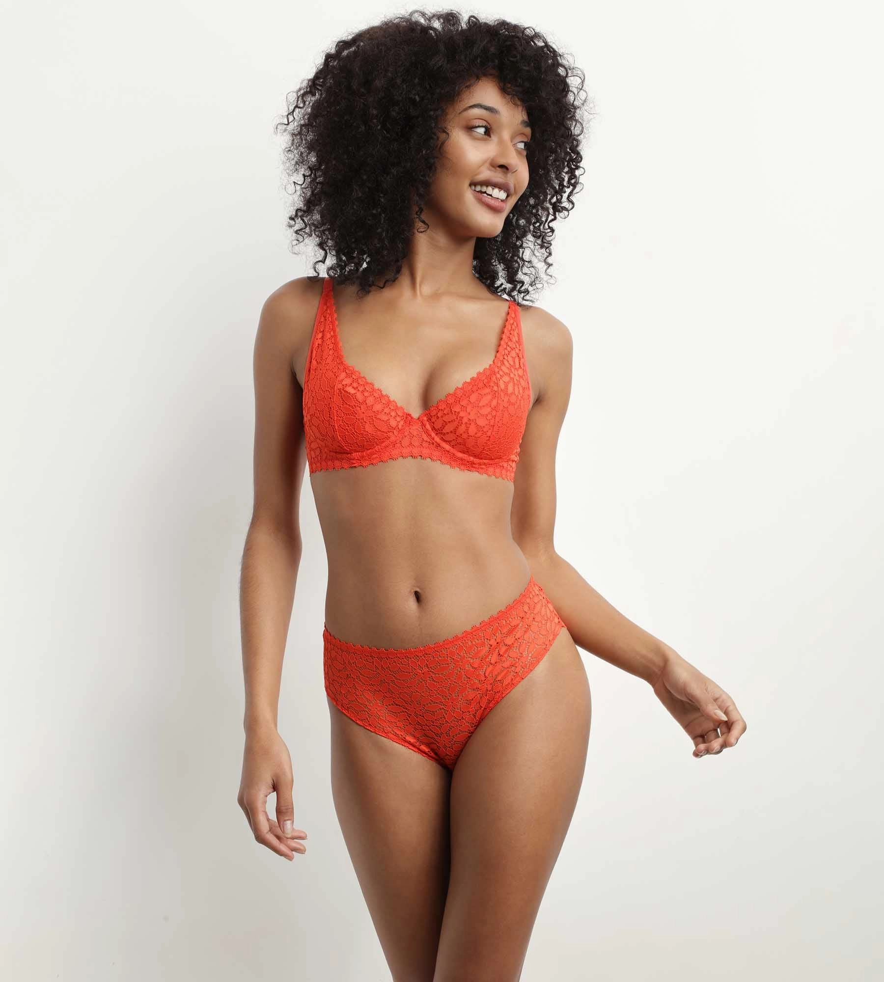 Soutien-gorge à armatures en dentelle florale Rouge Feu Daily Dentelle