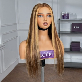 Special Deal | Honey Blonde Highlight Silky Straight Glueless 5x5 Closure HD Lace Wig