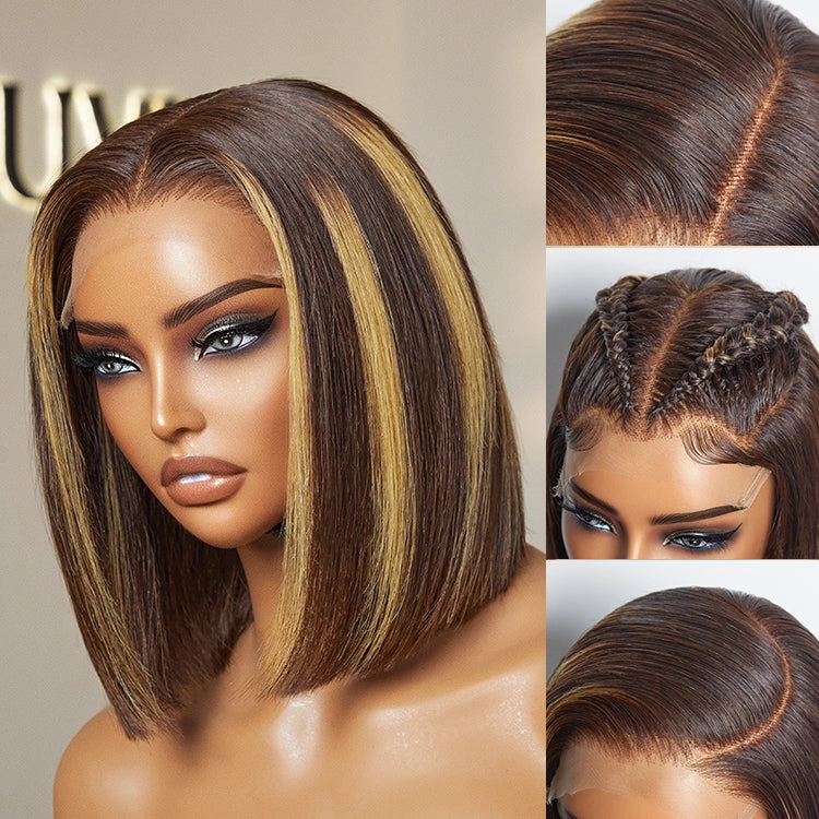 Special Deal | PartingMax Glueless Honey Blonde Highlight Silky 7x6 Closure HD Lace Bob Wig - US ONLY