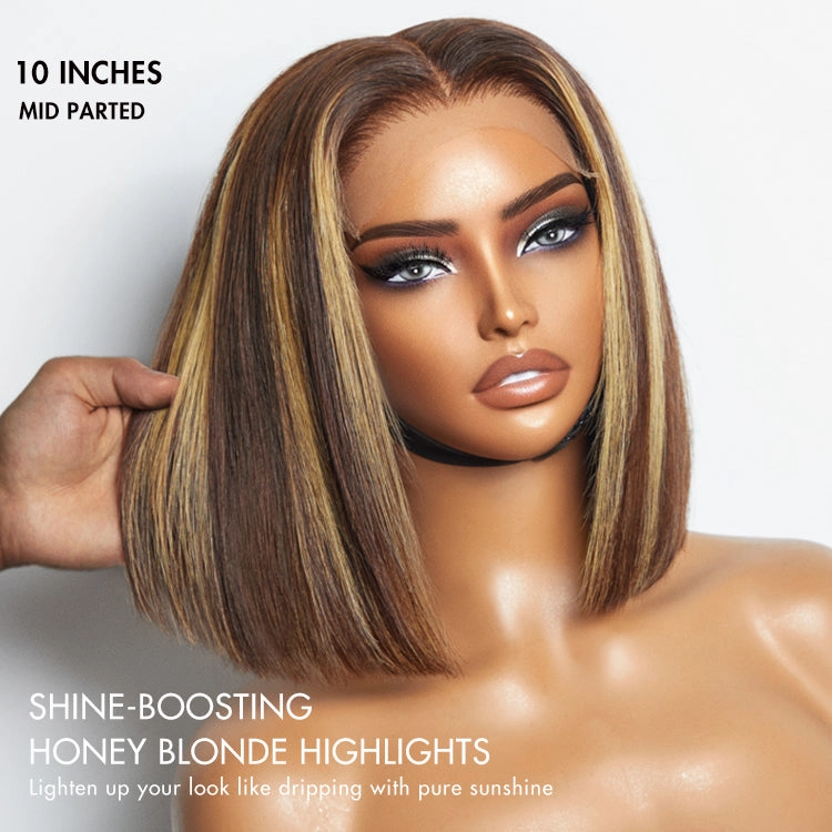 Special Deal | PartingMax Glueless Honey Blonde Highlight Silky 7x6 Closure HD Lace Bob Wig - US ONLY