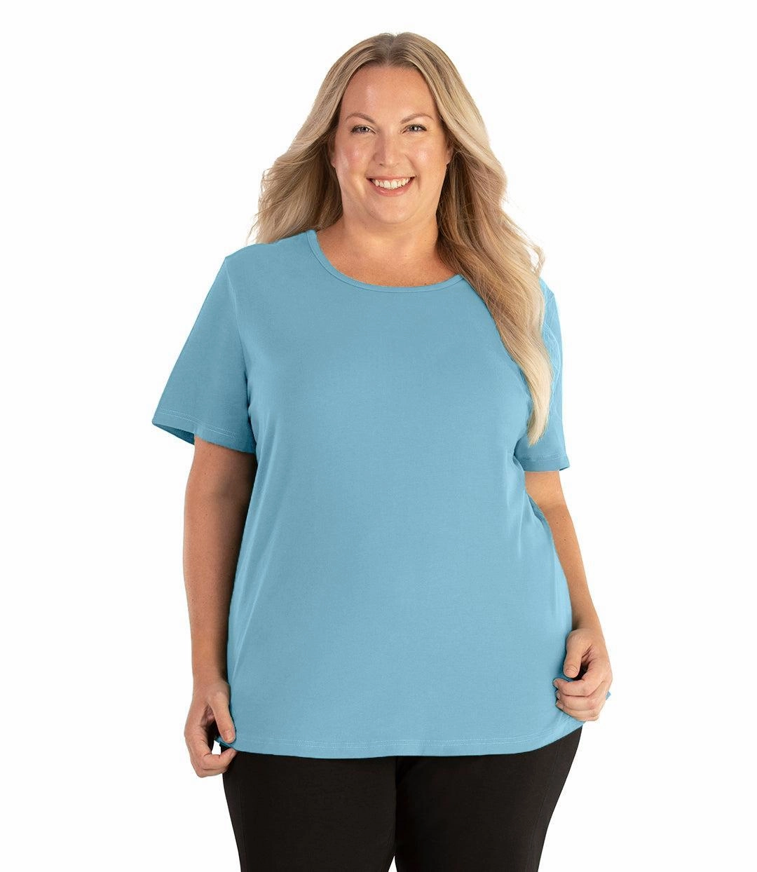 Stretch Naturals Lite Short Sleeve Scoop Neck Top Classic Colors