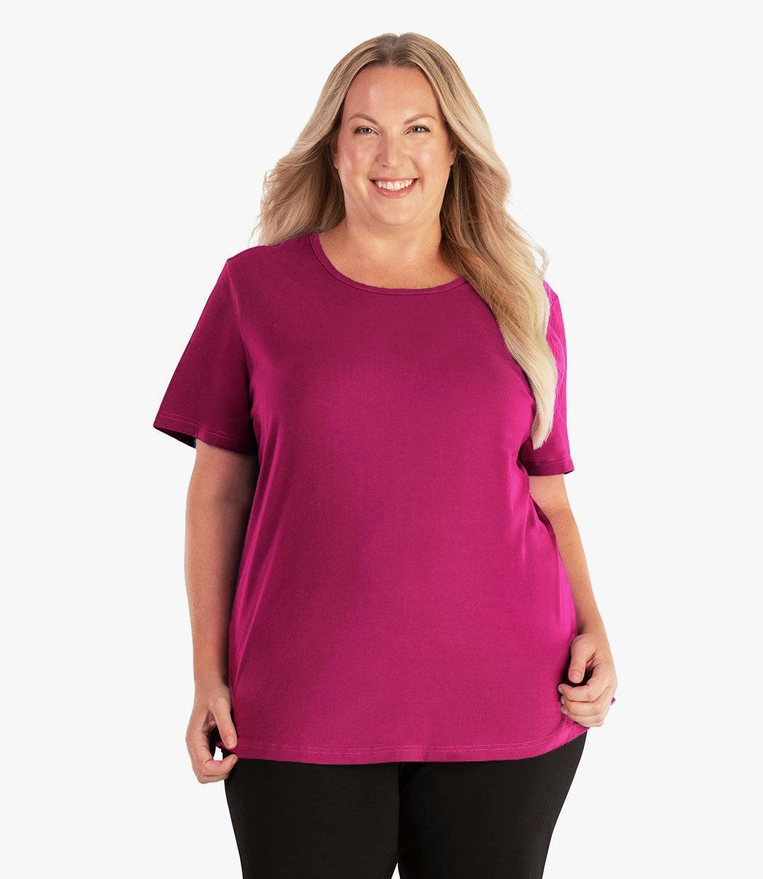 Stretch Naturals Lite Short Sleeve Scoop Neck Top Classic Colors