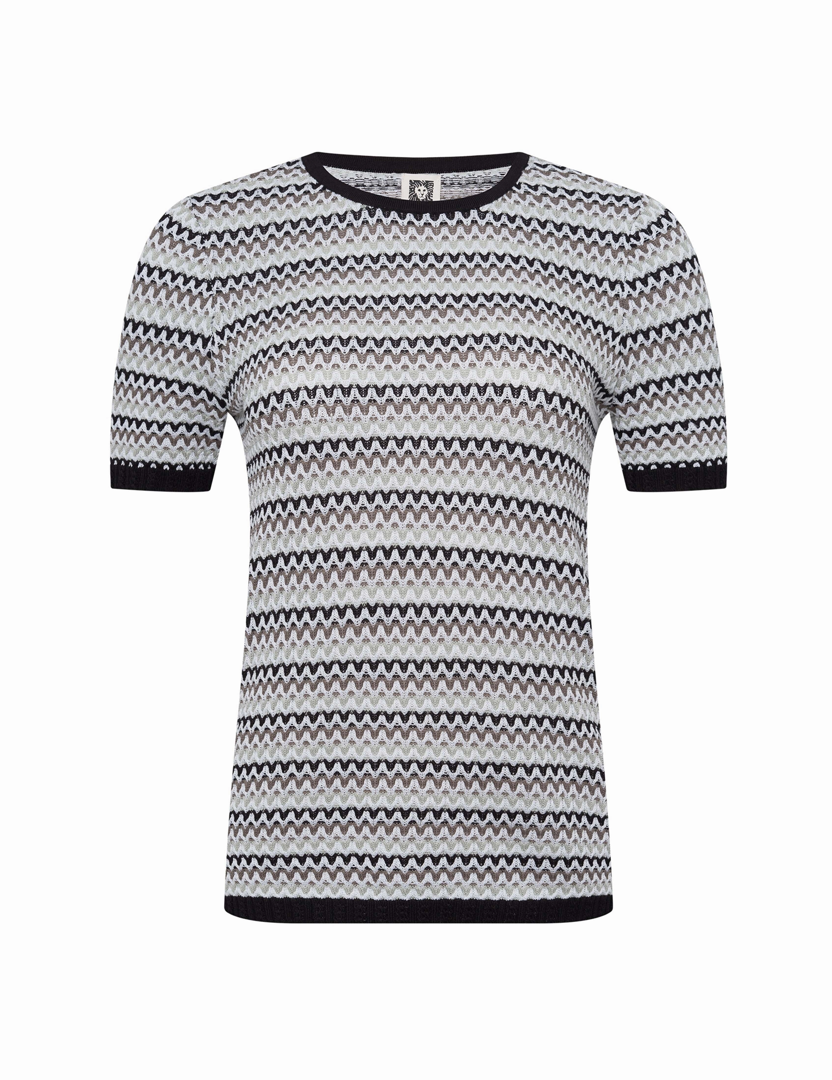 Stripe Stitch Sleeve Crew Neck Top