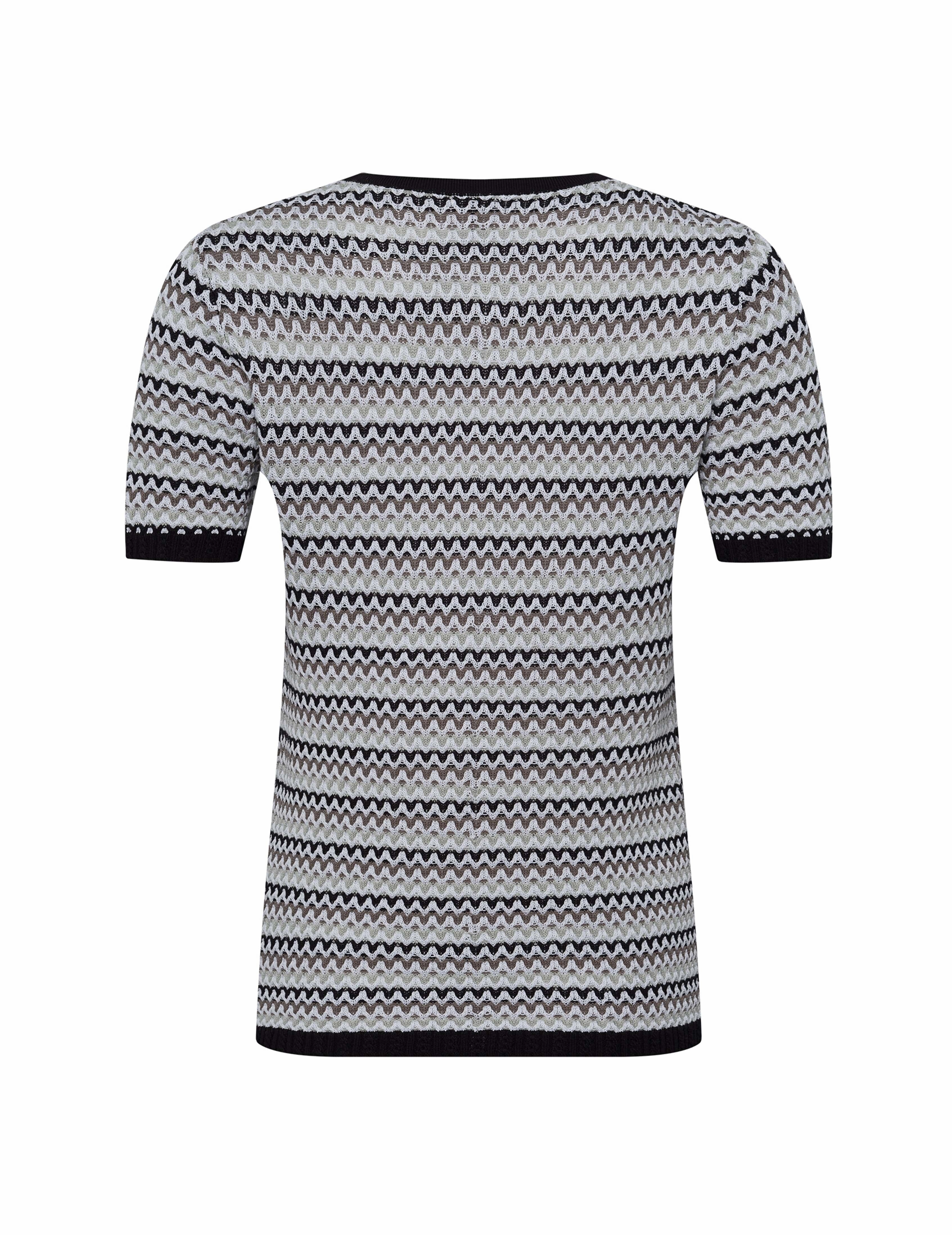 Stripe Stitch Sleeve Crew Neck Top