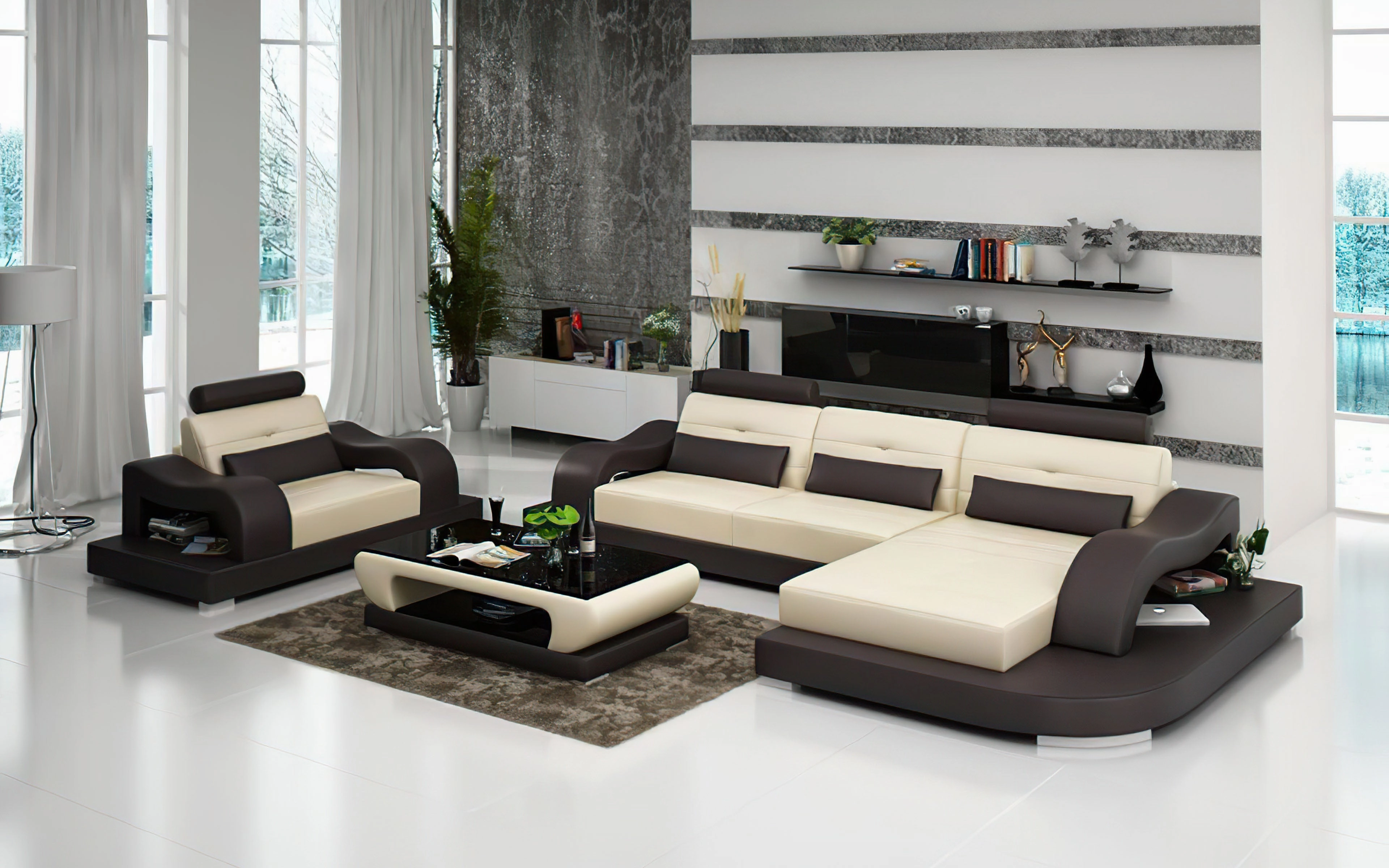 Talos Mini Modern Leather Sectional with Chaise
