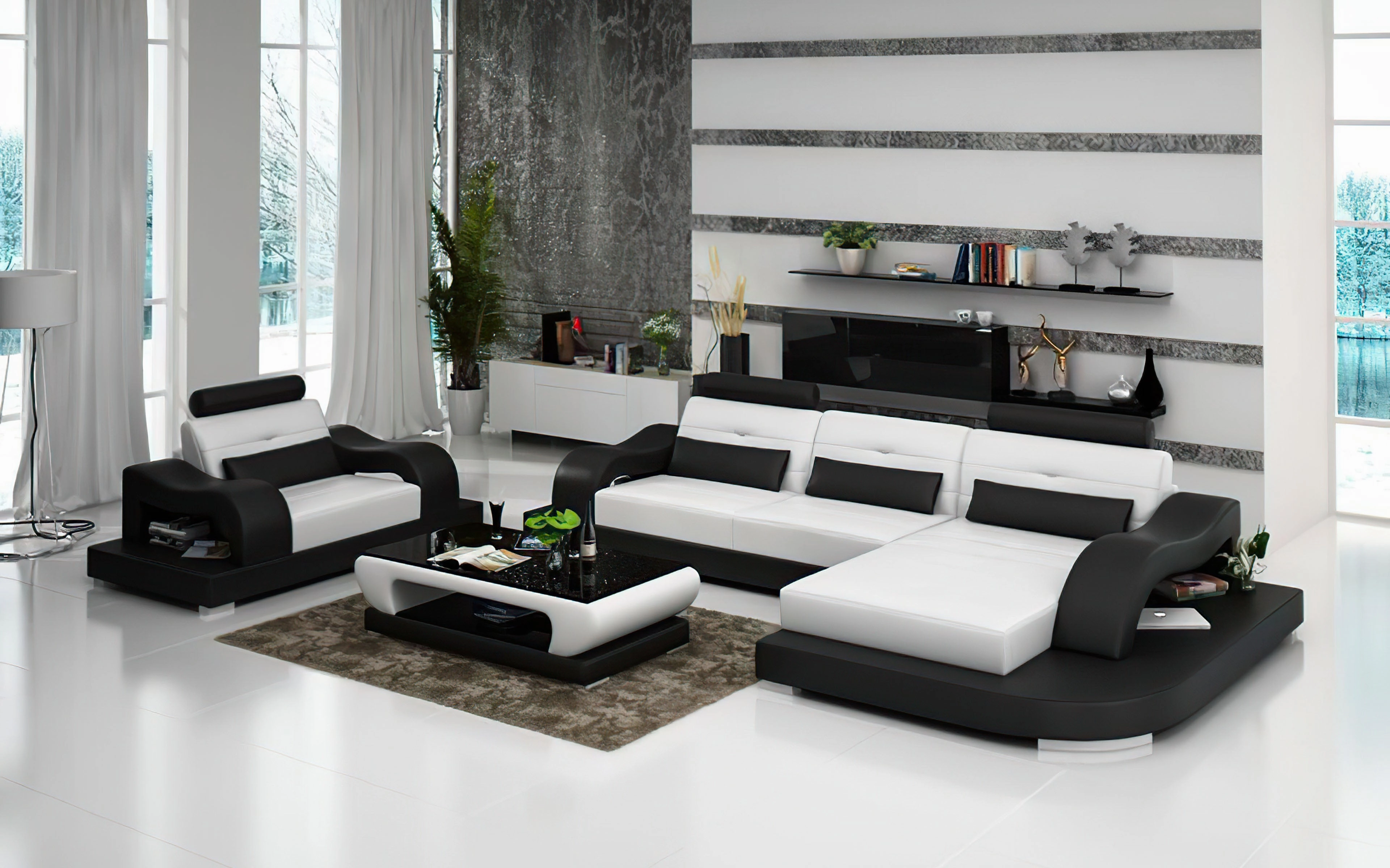 Talos Mini Modern Leather Sectional with Chaise