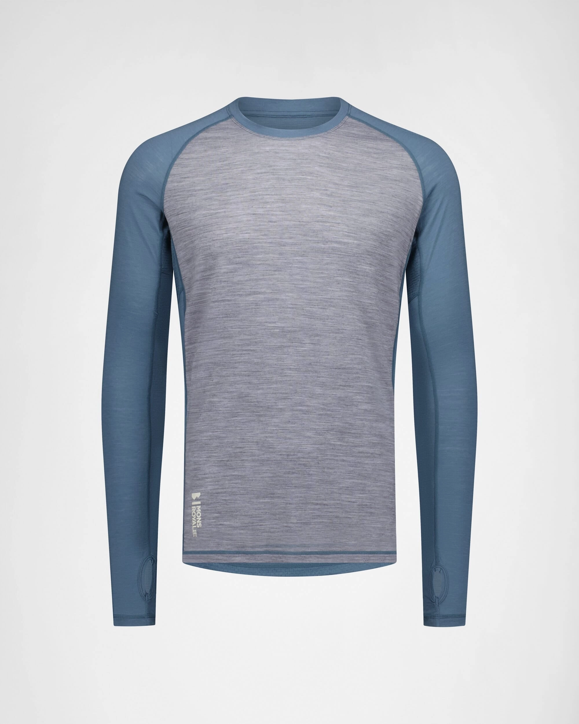 Temple Merino Long Sleeve - Grey Heather / Goblin Blue