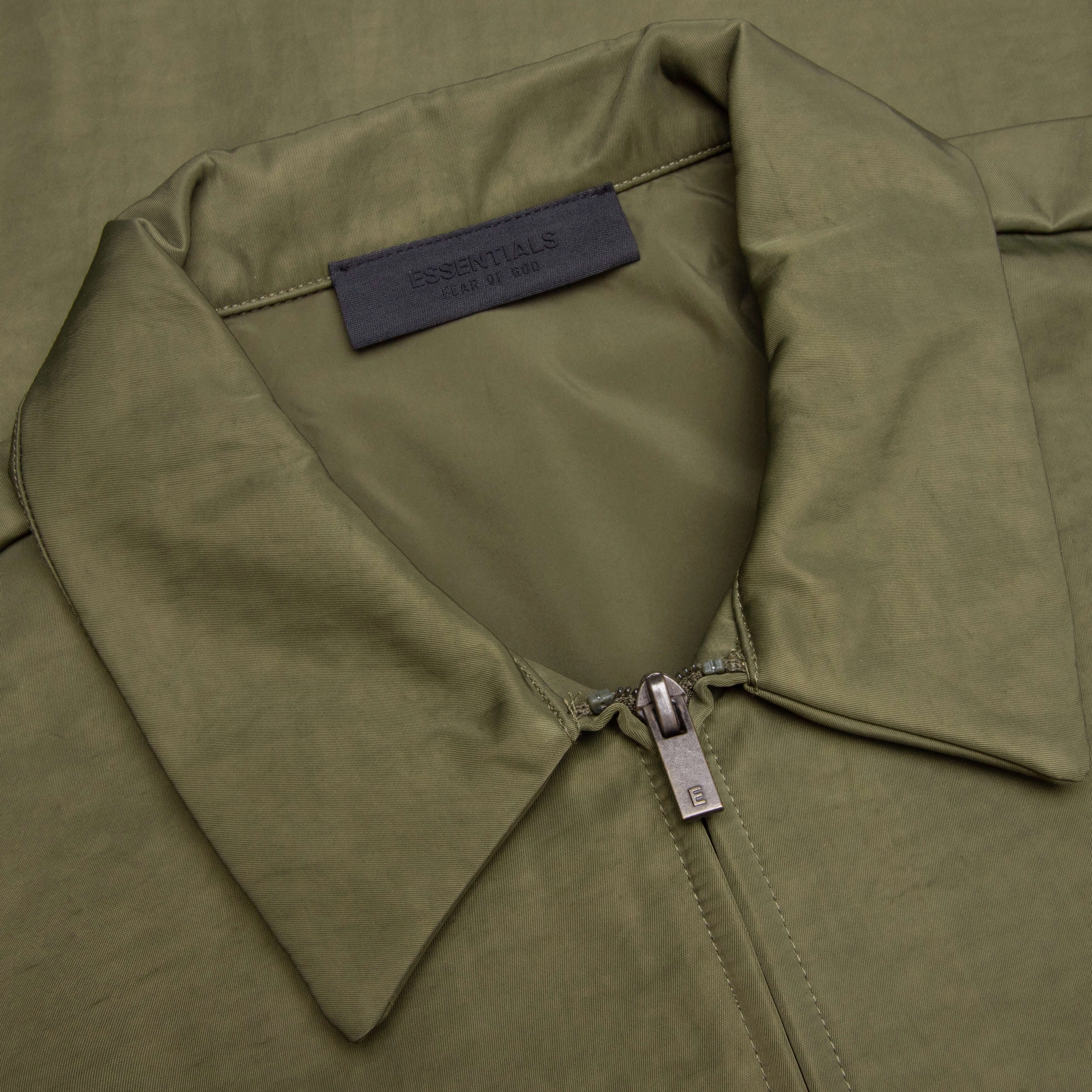 Textured Nylon Trucker Jacket - Military