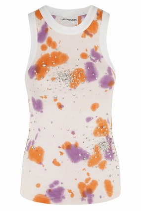 Tie Dye Splash Embroidery Tank Top