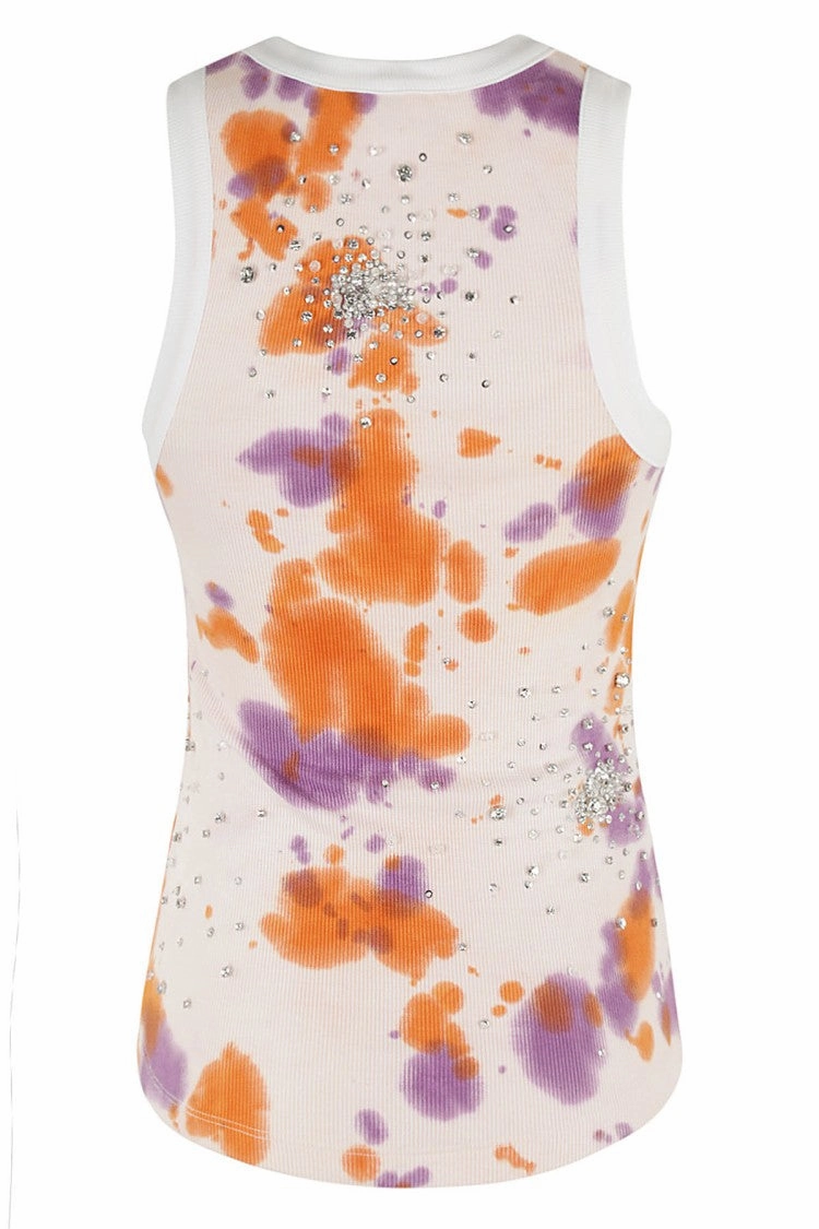 Tie Dye Splash Embroidery Tank Top