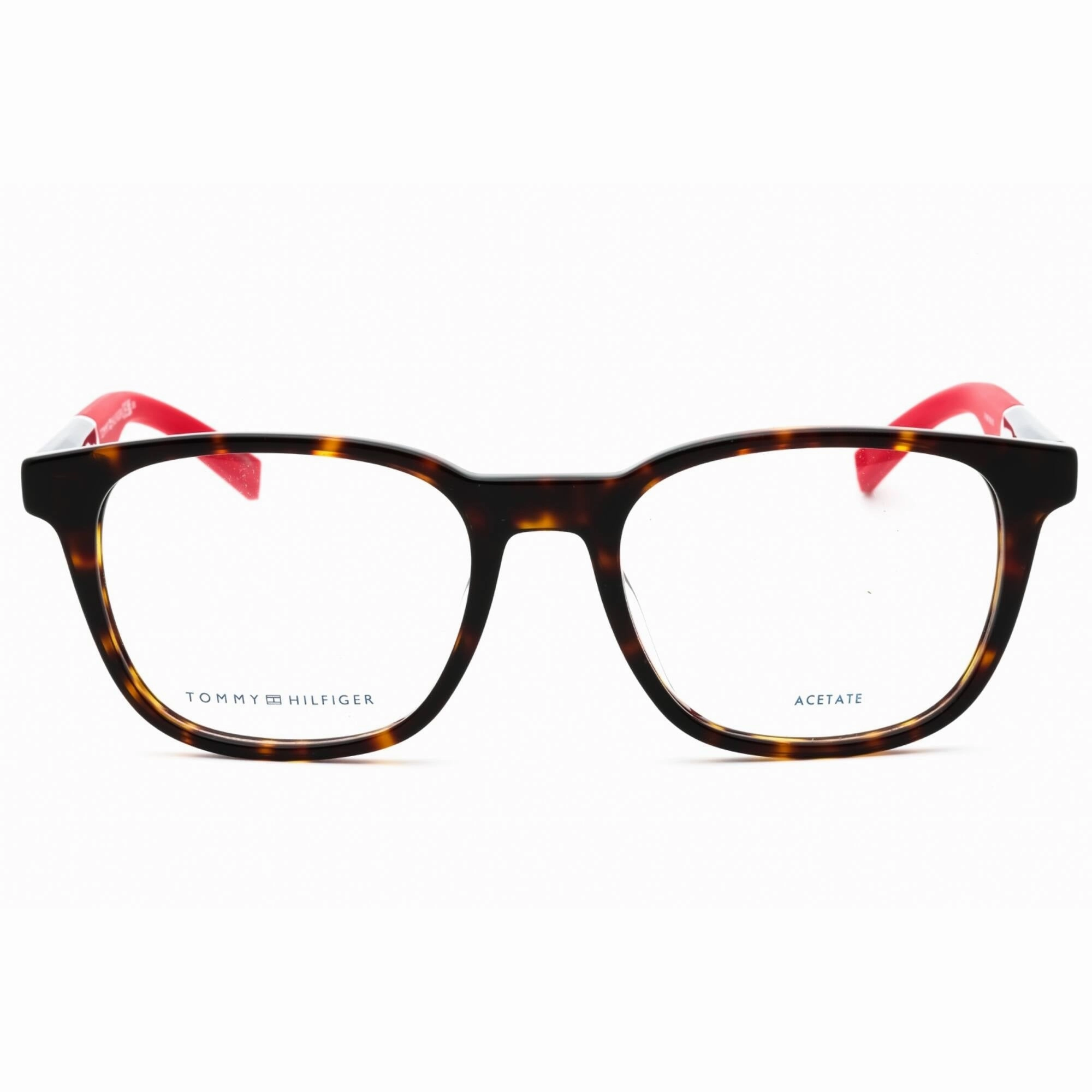 Tommy Hilfiger Men's Eyeglasses - Havana Plastic Square Shape Frame | TH 1907 0086 00