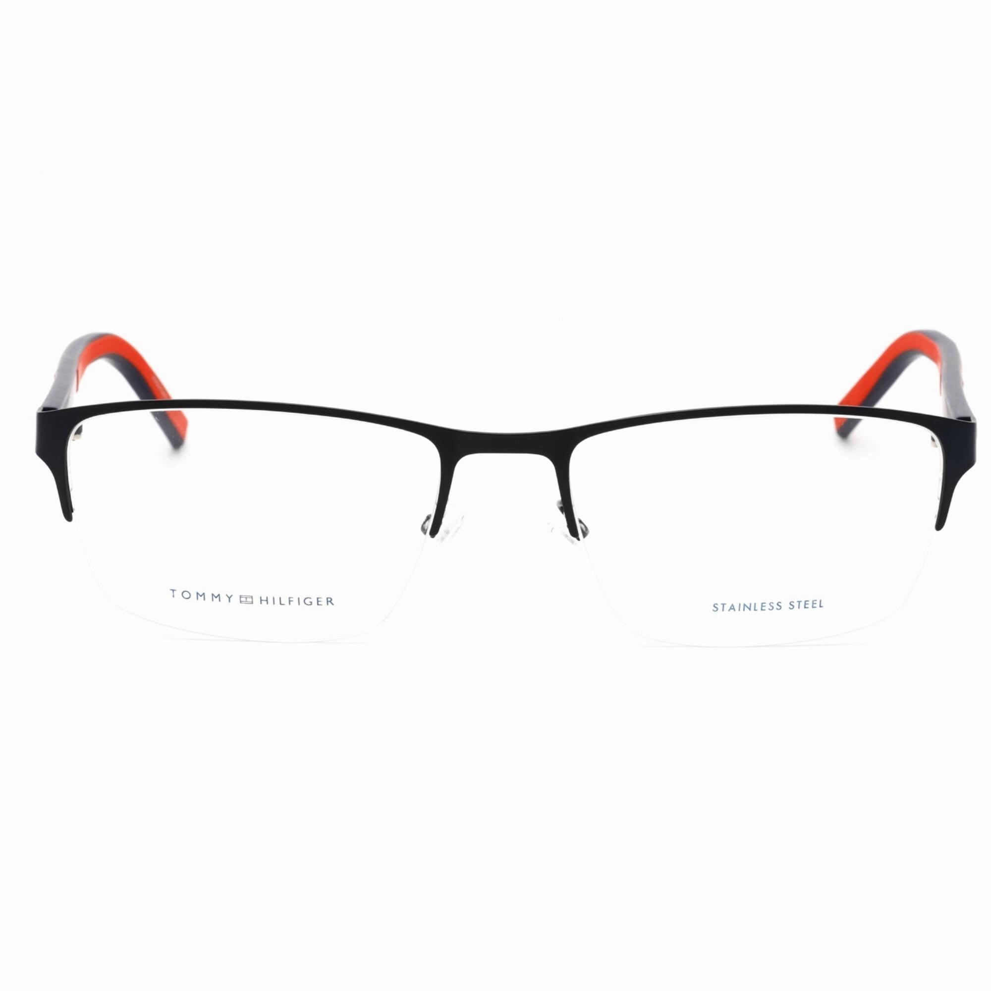 Tommy Hilfiger Men's Eyeglasses - Matte Blue Half Rim Frame | Th 1577/F 0FLL 00