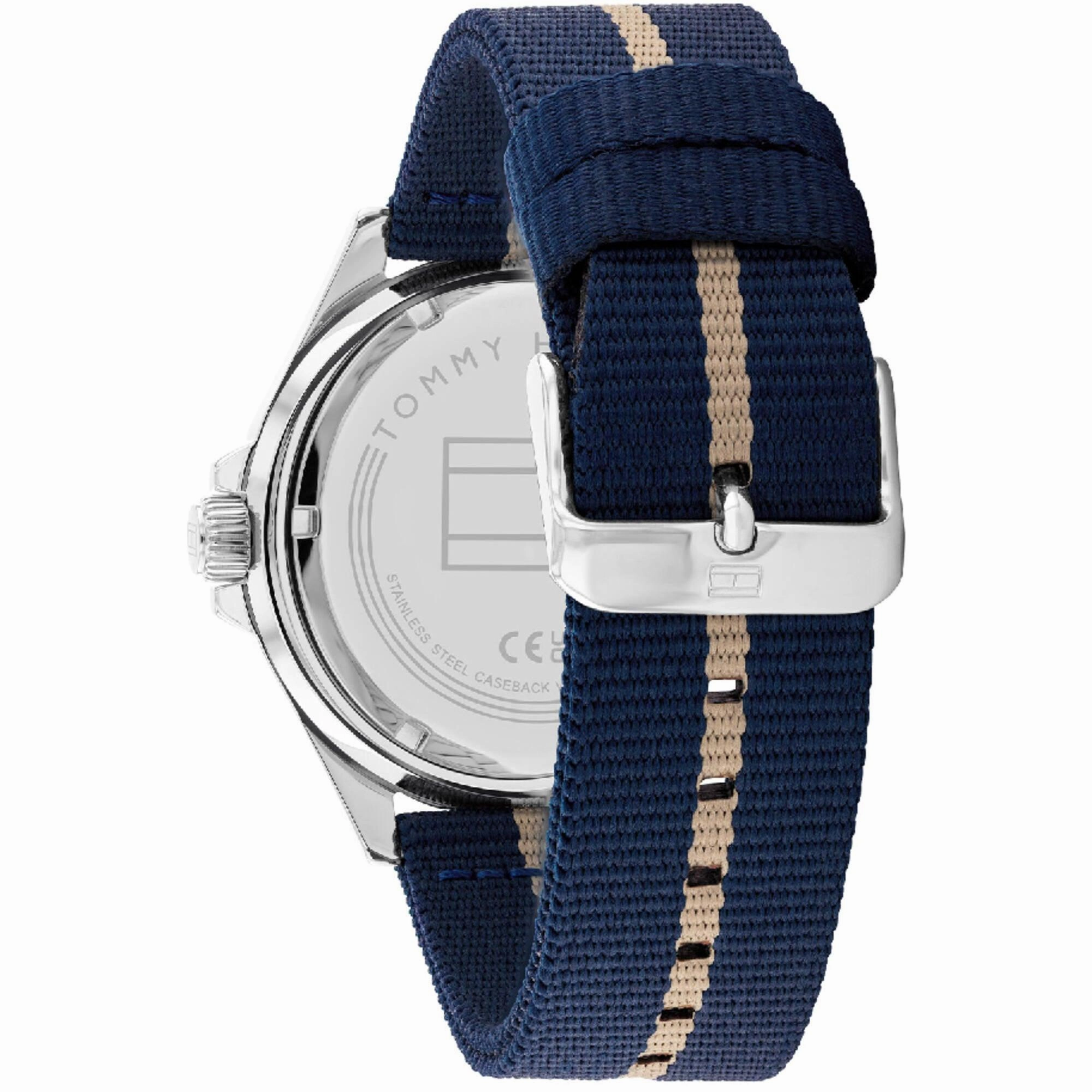 Tommy Hilfiger Men's Watch - Logan Fixed Bezel Blue and Beige Fabric Strap | 1792011