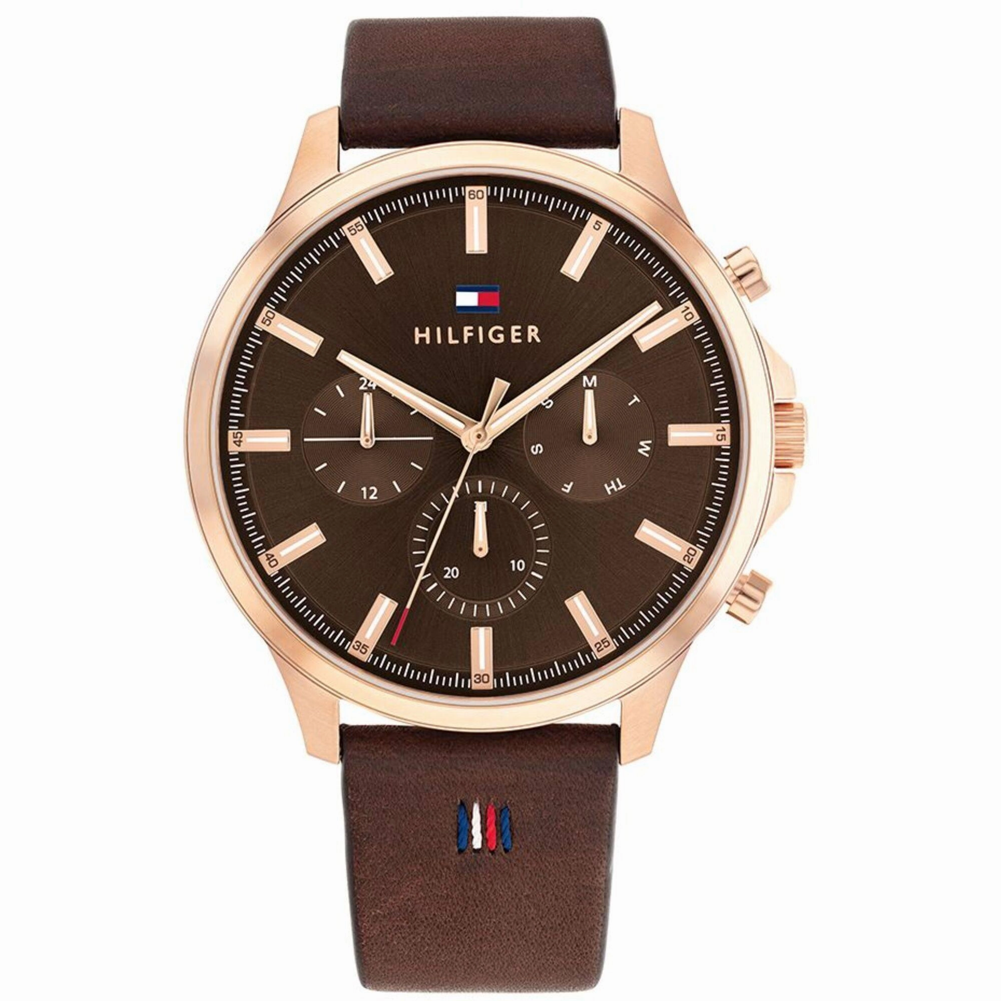Tommy Hilfiger Men's Watch - Ryder Day-Date Brown Genuine Leather Strap | 1710497
