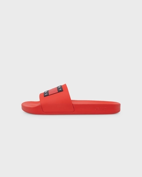 Tommy Jeans Essential Contoured Pool Slides Deep Crimson