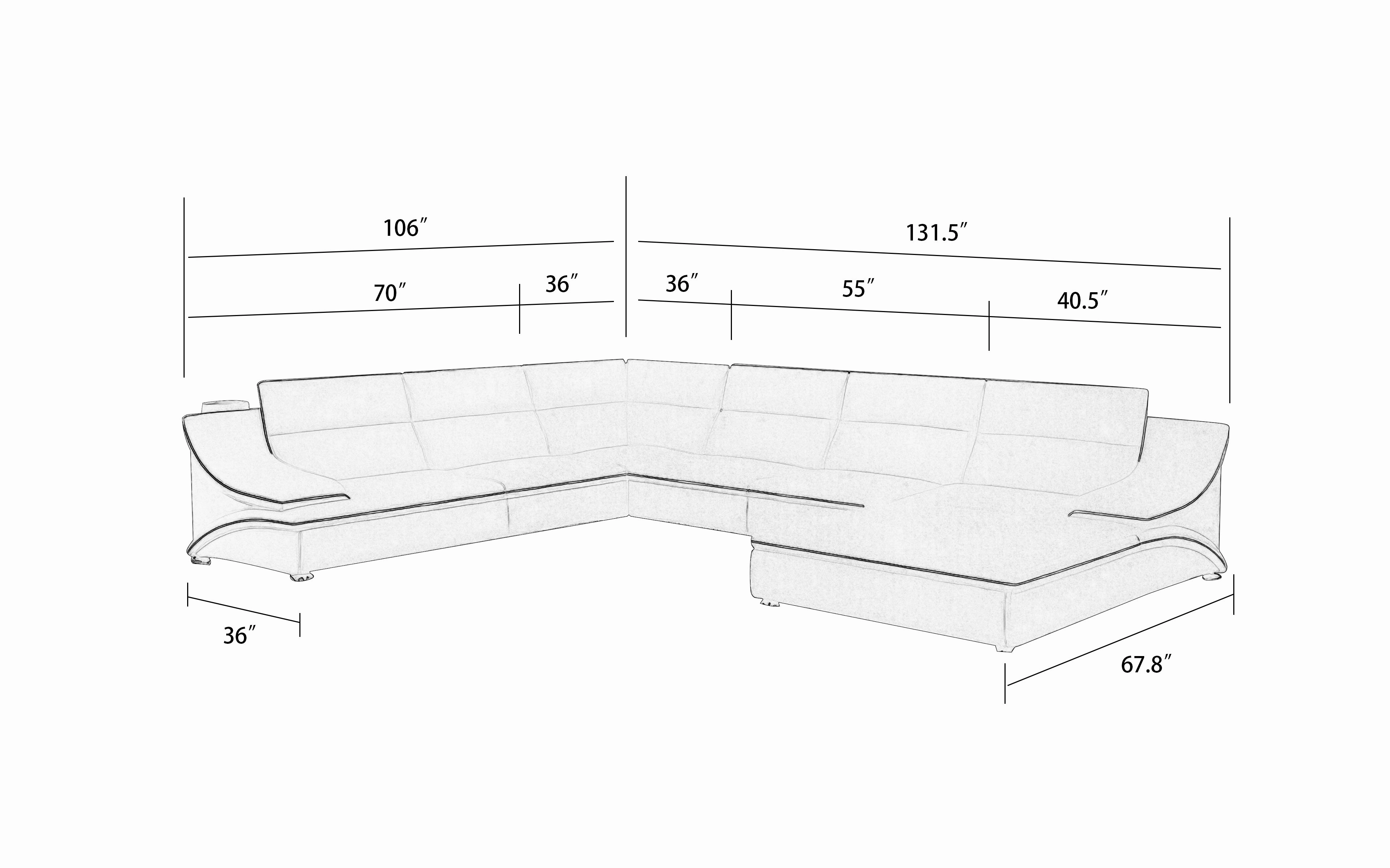 Umi Modern Leather Sectional with Chaise