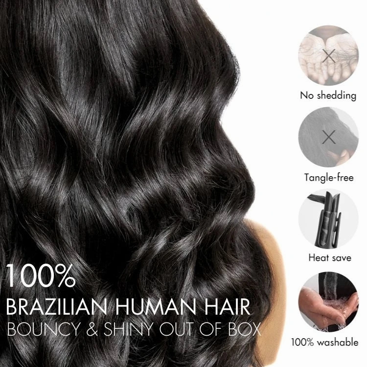 Upgraded Brazilian Hair Body Wave 3 Bundles with 5x5 HD Lace Closure