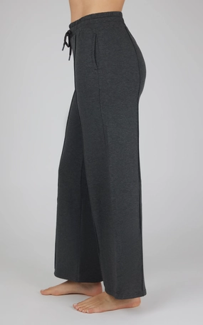 Velocity Brushed Terry Pintuck Seam Relaxed Wide Leg Pants