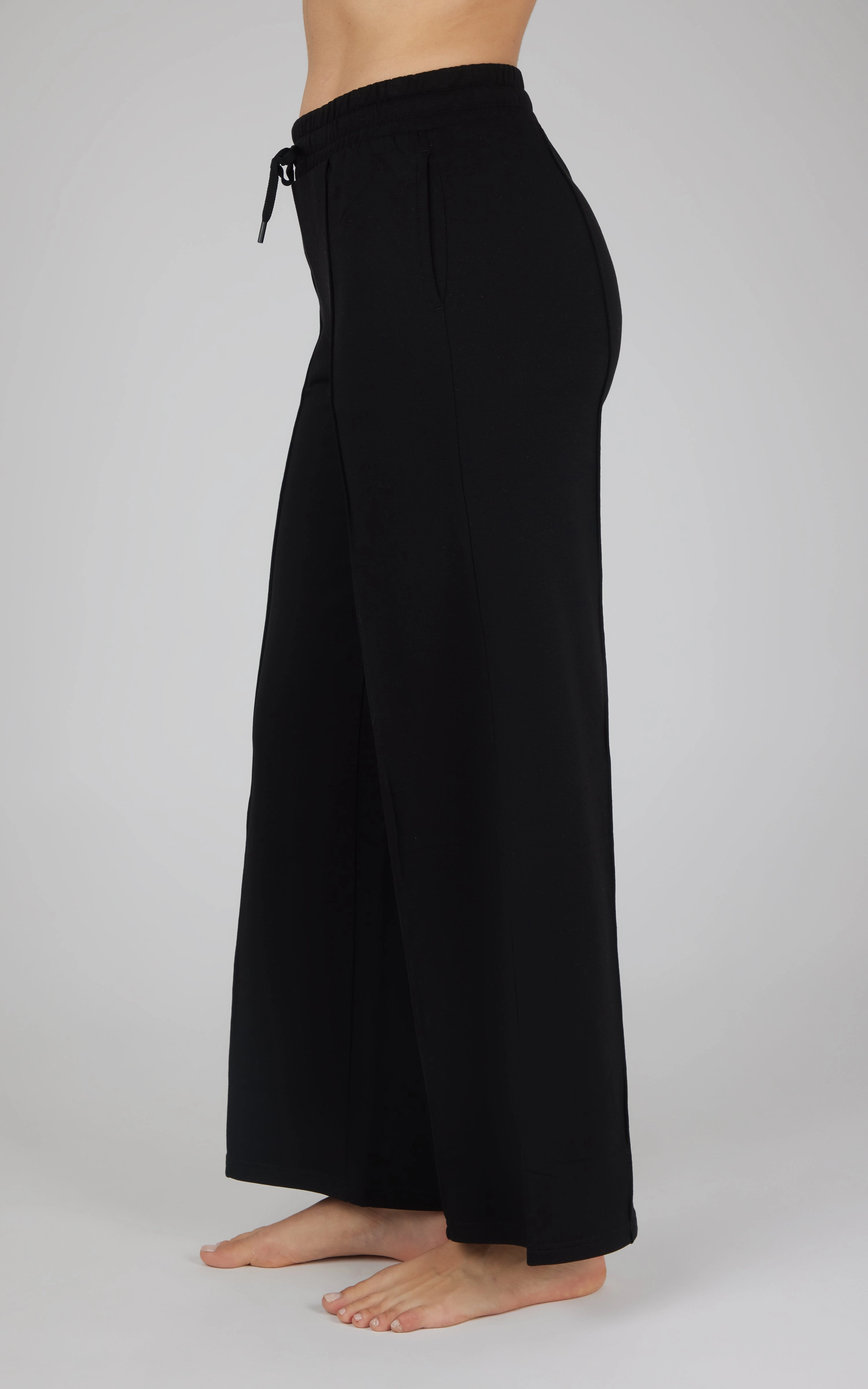 Velocity Brushed Terry Pintuck Seam Relaxed Wide Leg Pants