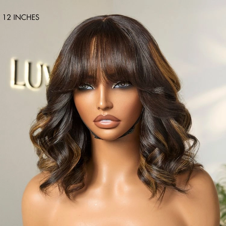 Weekly Special | Breathable Cap True Scalp Blonde Highlight Loose Wave Glueless Minimalist Lace Wig with Bangs