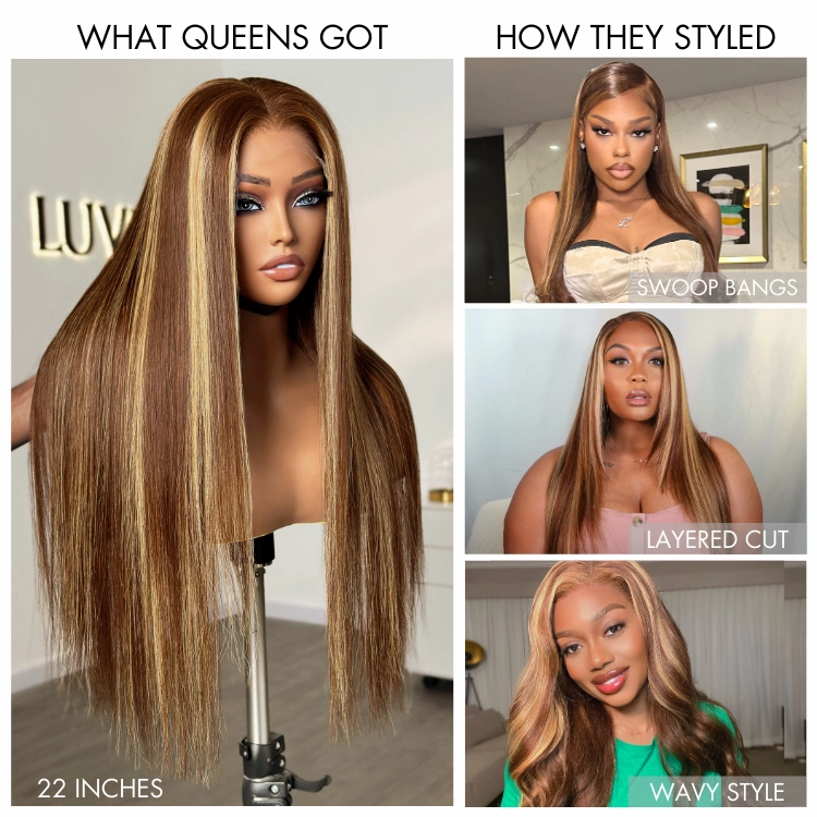 Weekly Special | Honey Blonde Highlight Silky Straight Glueless 5x5 Closure HD Lace Long Wig