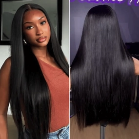 Weekly Special | Jet Black Middle Part Silky Straight Glueless 5x5 Closure Lace Wig Pre-Cut Lace