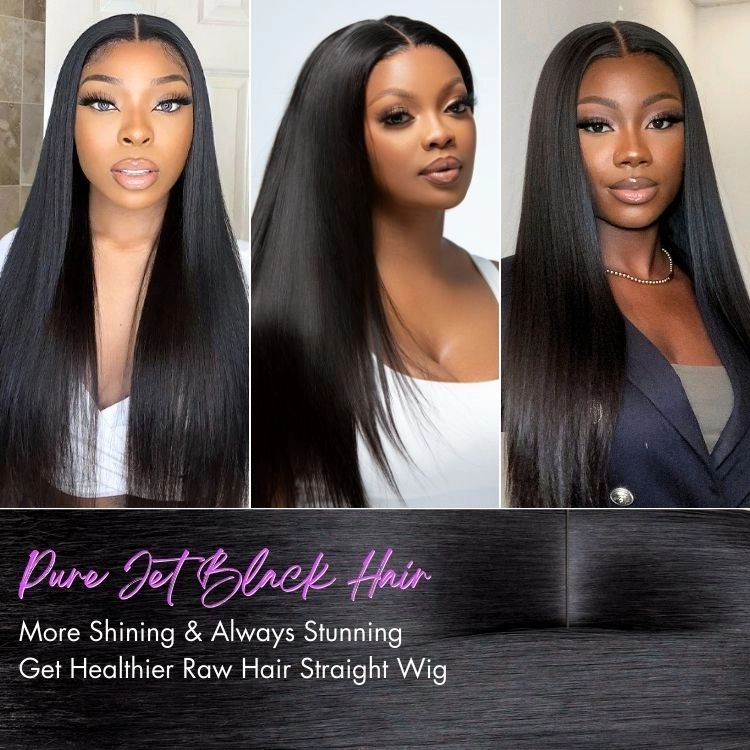 Weekly Special | Jet Black Middle Part Silky Straight Glueless 5x5 Closure Lace Wig Pre-Cut Lace
