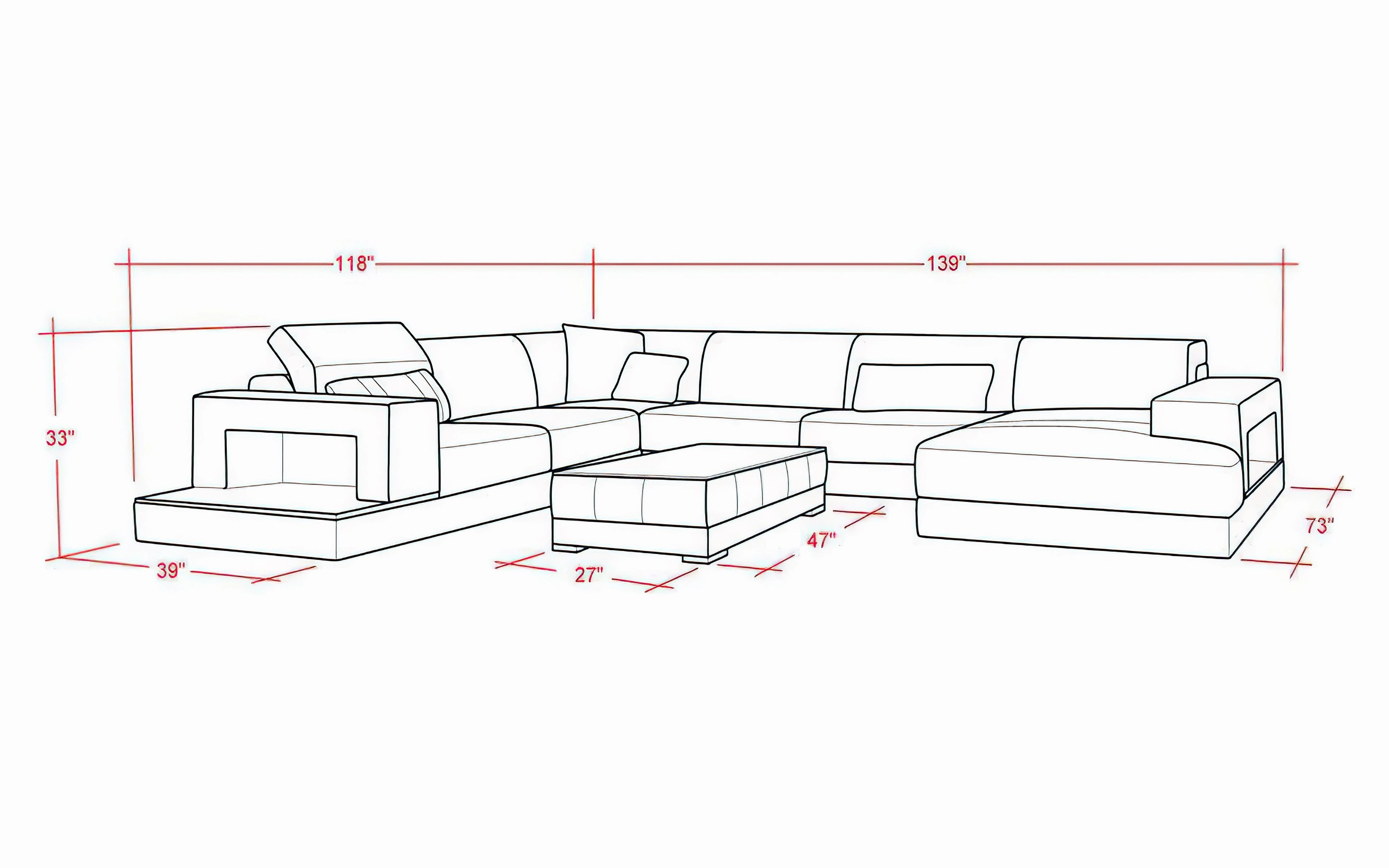 Whitman Modern Sectional With Chaise