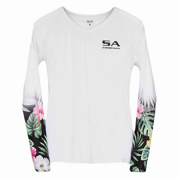 Women's Performance Long Sleeve Shirt | White | Hawaiian