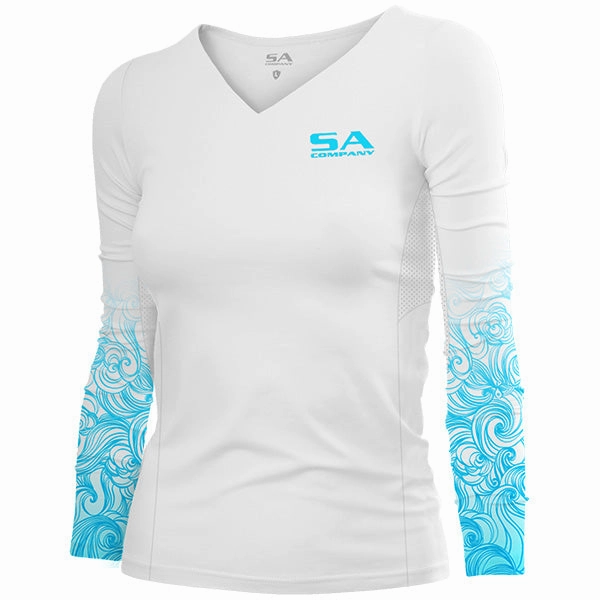 Women's Performance Long Sleeve Shirt | White | Tidal Waves