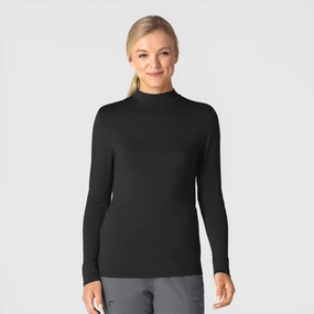 Womens Long Sleeve Mock Neck Silky Tee